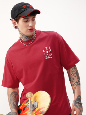 HIGHLANDER Printed Men Round Neck Red T-Shirt