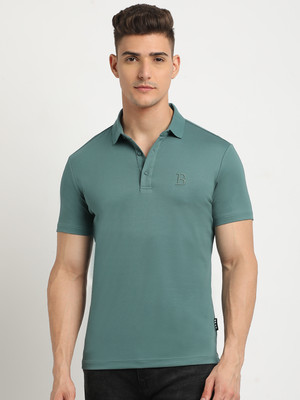 THE BEAR HOUSE Solid Men Polo Neck Light Blue T-Shirt