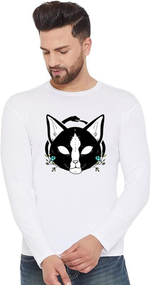 LV CARE Printed, Self Design Men Round Neck White T-Shirt