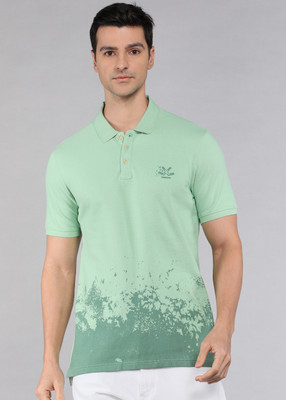 WROGN Washed/Ombre Men Polo Neck Light Green T-Shirt