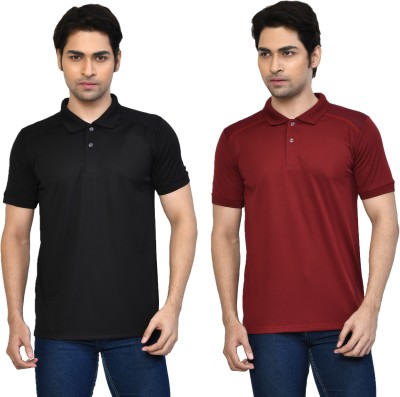 RAPL BHARAT Solid Men Polo Neck Black T-Shirt