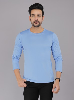 seri choice Solid Men Round Neck Light Blue T-Shirt
