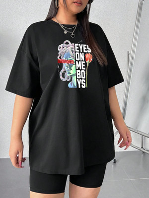 SZN Printed Women Round Neck Black T-Shirt