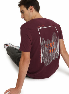 FLYING MACHINE Printed, Typography Men Round Neck Red T-Shirt