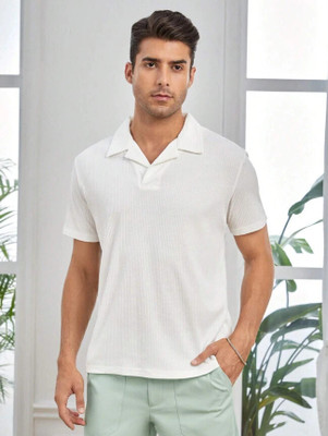 Madfrog Solid Men Polo Neck White T-Shirt