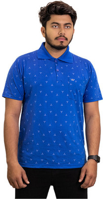 Onestar Printed Men Polo Neck Blue T-Shirt