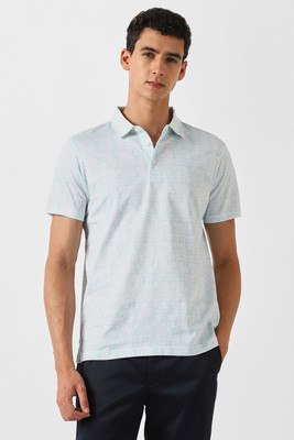 VAN HEUSEN Printed Men Polo Neck White T-Shirt