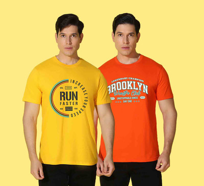 WOOSTRO Printed Men Round Neck Multicolor T-Shirt