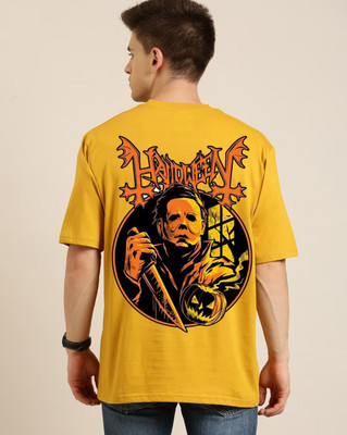 Clickwell Trend Graphic Print Men Round Neck Yellow T-Shirt