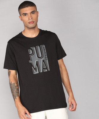 PUMA Typography Men Round Neck Black T-Shirt