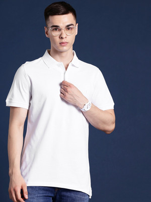 Hancock Embroidered Men Polo Neck White T-Shirt