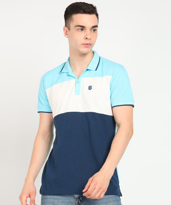 KILLER Colorblock Men Polo Neck Blue, White T-Shirt