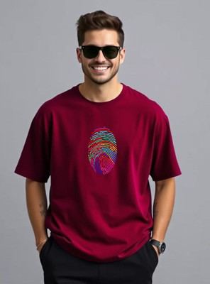 UrGear Printed Men Round Neck Maroon T-Shirt