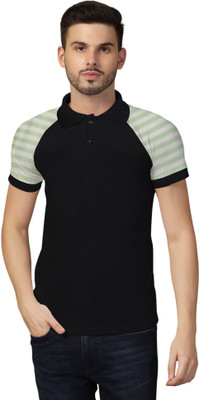 Blisstone Striped Men Polo Neck Green T-Shirt