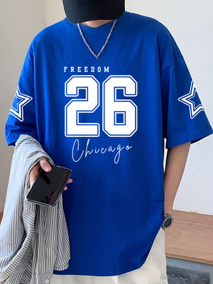 Cool Plus Printed Men Round Neck Blue T-Shirt
