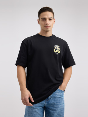 Pepe Jeans Graphic Print Men Crew Neck Black T-Shirt