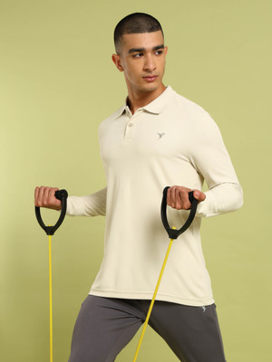 TECHNOSPORT Solid Men Polo Neck White T-Shirt