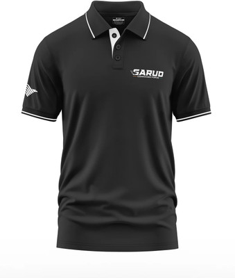 Warriorworld Solid Men Polo Neck Black T-Shirt