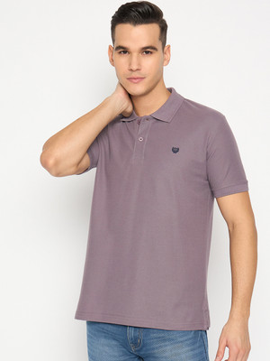 DUKE Solid Men Polo Neck Purple T-Shirt