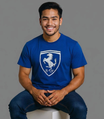 Fashion Fusion Graphic Print Men Round Neck Blue T-Shirt