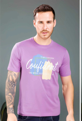j u enterpeise Graphic Print Men Round Neck Purple T-Shirt