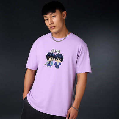 COPEHHI Printed Men Round Neck Purple T-Shirt