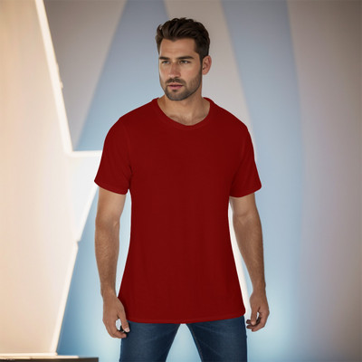 Tulipstar Fashions Solid Men Round Neck Maroon T-Shirt