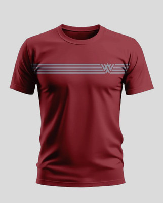 Warriorworld Graphic Print Men Round Neck Maroon T-Shirt