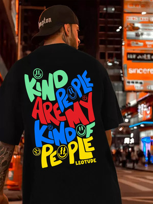 Leotude Printed Men Round Neck Black T-Shirt