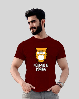 JP Creation Printed, Typography Men Round Neck Maroon T-Shirt