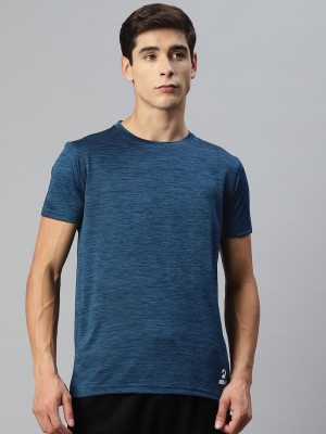 Tom Burg Self Design Men Round Neck Dark Blue T-Shirt