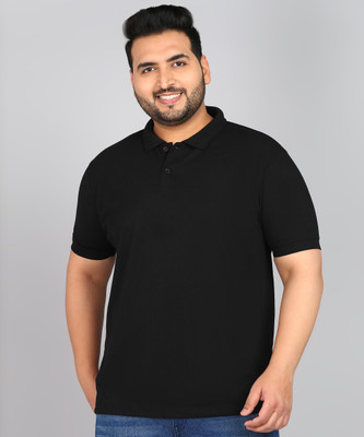 METRONAUT PLUS Solid Men Polo Neck Black T-Shirt