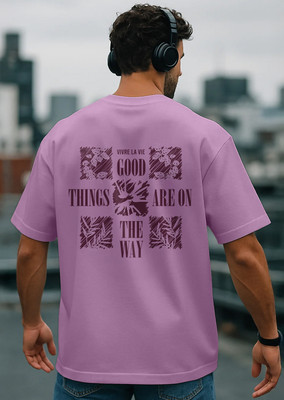 NOBERO Graphic Print Men Crew Neck Purple T-Shirt