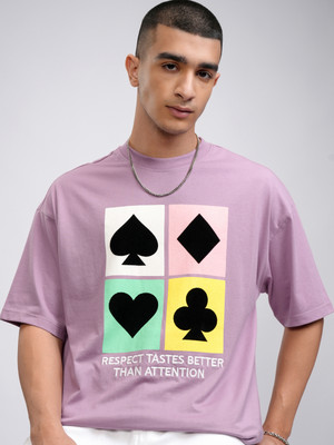 HIGHLANDER Printed Men Round Neck Purple T-Shirt