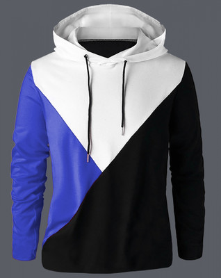 EyeBogler Printed Men Hooded Neck Blue, Black T-Shirt