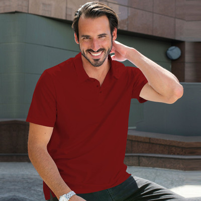 JJ TEES Solid Men Polo Neck Maroon T-Shirt