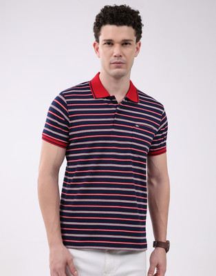MONTE CARLO Striped Men Polo Neck Multicolor T-Shirt