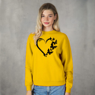 Fabrista Printed Women Round Neck Yellow T-Shirt