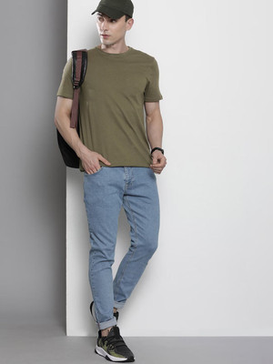 OrrganicChics Solid Men Round Neck Green T-Shirt