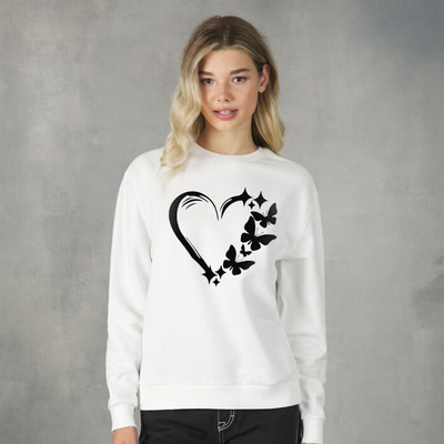 HOC Printed Women Round Neck White T-Shirt