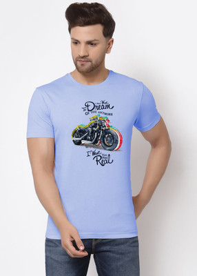 Magneto Printed Men Round Neck Light Blue T-Shirt