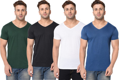 JB Jangoboy Solid Men V Neck Multicolor T-Shirt