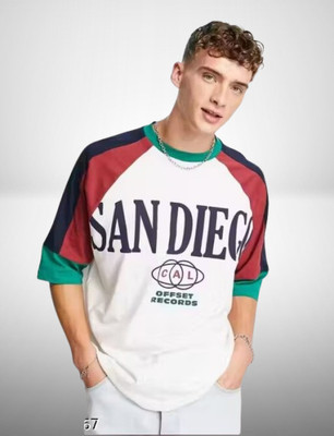 Looper Printed Men Round Neck White T-Shirt