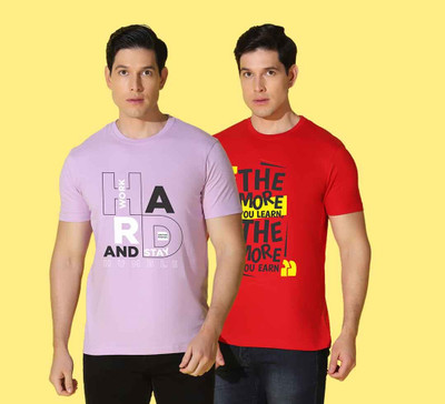 WOOSTRO Printed Men Round Neck Multicolor T-Shirt