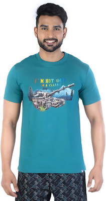 COLORS by Rupa Frontline Graphic Print Men Round Neck Green T-Shirt