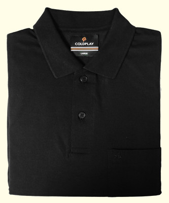 Coldplay Solid Men Polo Neck Black T-Shirt