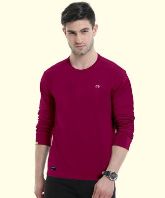 Triptee Solid Men Round Neck Red T-Shirt