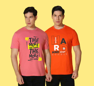WOOSTRO Printed Men Round Neck Multicolor T-Shirt