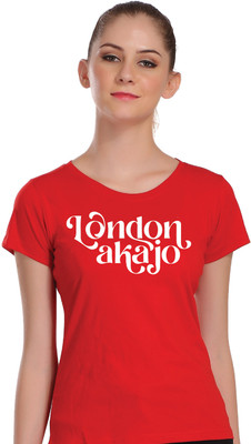 Hadwin Typography Women Round Neck Red T-Shirt
