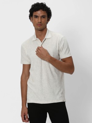 MUFTI Solid Men Polo Neck Grey T-Shirt